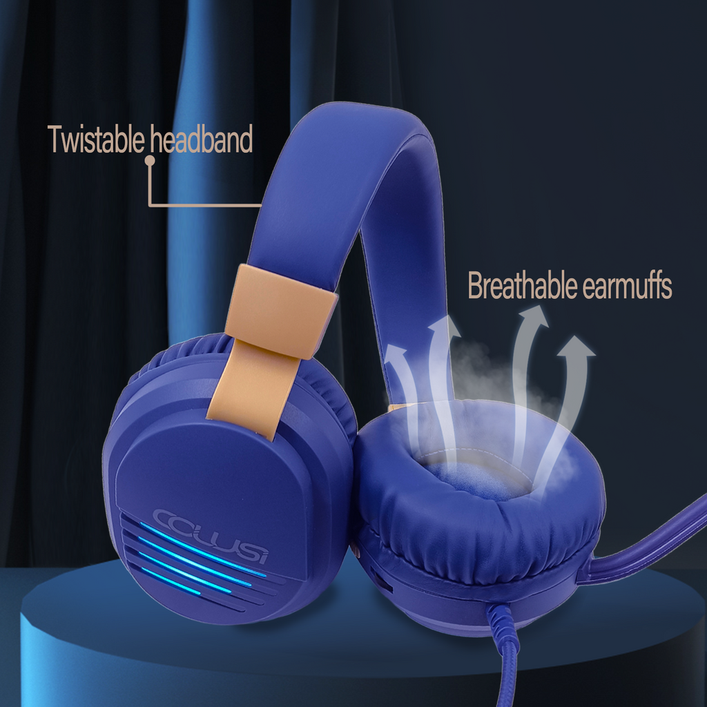 500C Wired Over-Ear Gaming Headphones with Mic Clear Call, Stereo Gaming Headset with 3.5mm Audio Jack for PC, PS4, PS5, Xbox1, Mac, Switch, Blue
