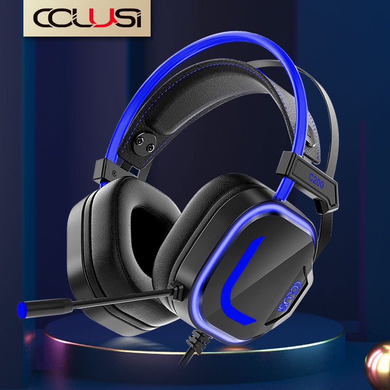 200 Blue Wired Gaming Headset with Microphone, 3.5MM Jack Gaming Headset for PS4, PS5, Xbox, Switch, Laptop, Adjustable Headband, Low Latency, Surround Sound