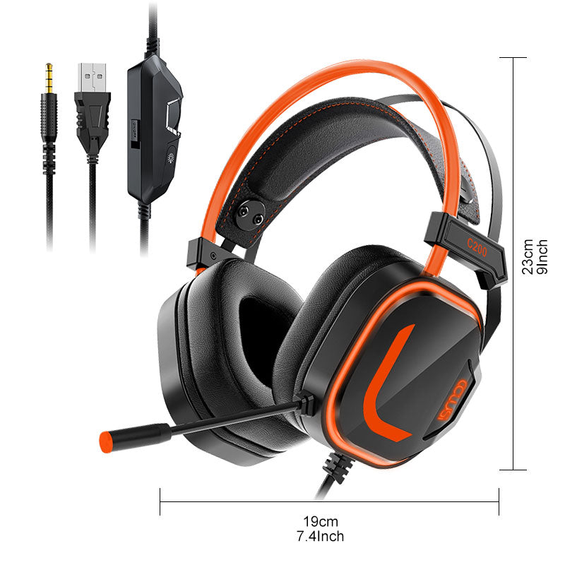 200 Orange PS4 Gaming Headset with Microphone for Xbox One, PS4,PS5, PC, Laptop, Wired Gaming Headphone with Soft Ear Cups