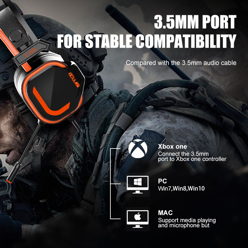 200 Orange PS4 Gaming Headset with Microphone for Xbox One, PS4,PS5, PC, Laptop, Wired Gaming Headphone with Soft Ear Cups
