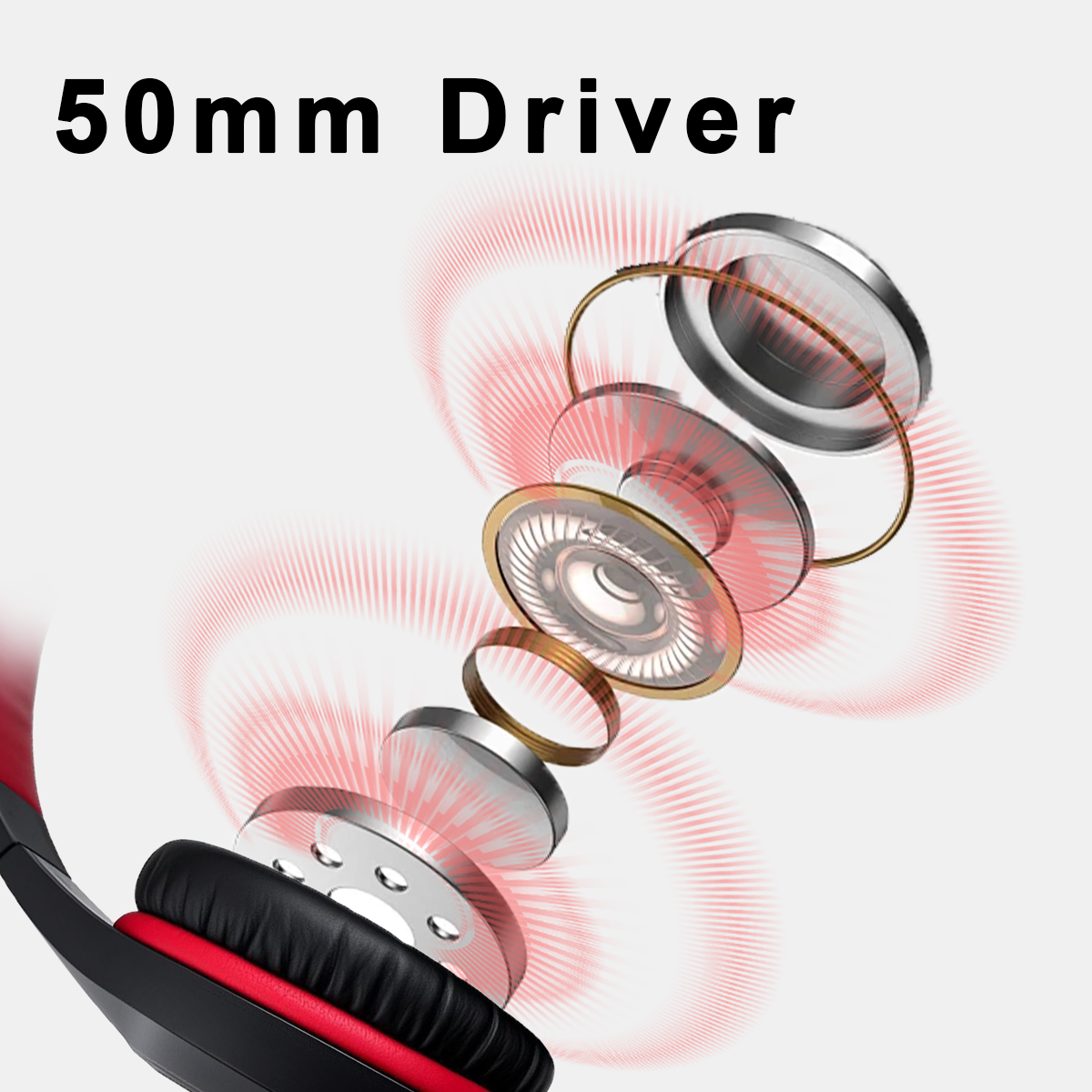 100C Wired PS4/PS5/Xbox/PC Headset Gaming Headset, Gamer Headset with Noise Cancelling Microphone & Comfortable Earmuffs for Computer, Red Light, 50mm Driver, Red