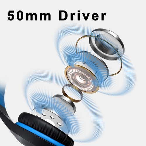 100C Gamer Wired Headset for PS4/PS5/Xbox/PC with Clear Microphone, Computer Gaming Headphone with Bass Surround Sound and Blue Light, Blue