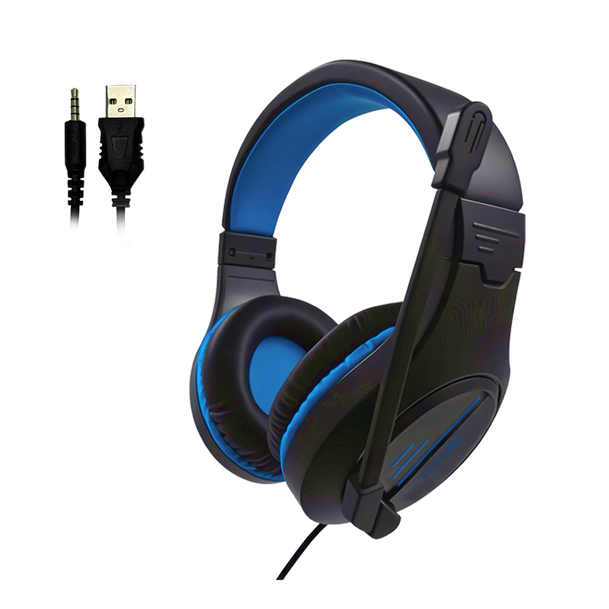 100C Gamer Wired Headset for PS4/PS5/Xbox/PC with Clear Microphone, Computer Gaming Headphone with Bass Surround Sound and Blue Light, Blue
