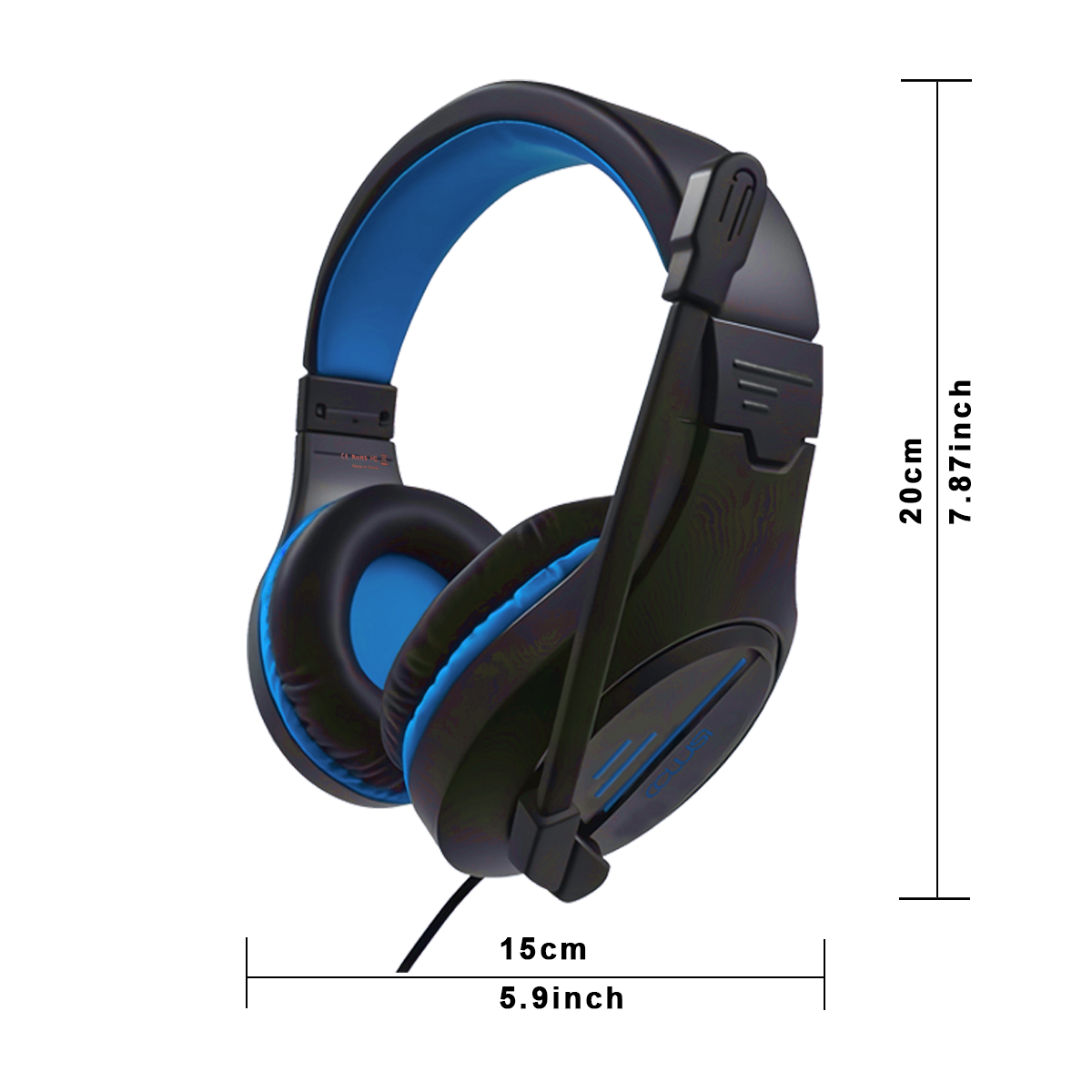 100C Gamer Wired Headset for PS4/PS5/Xbox/PC with Clear Microphone, Computer Gaming Headphone with Bass Surround Sound and Blue Light, Blue