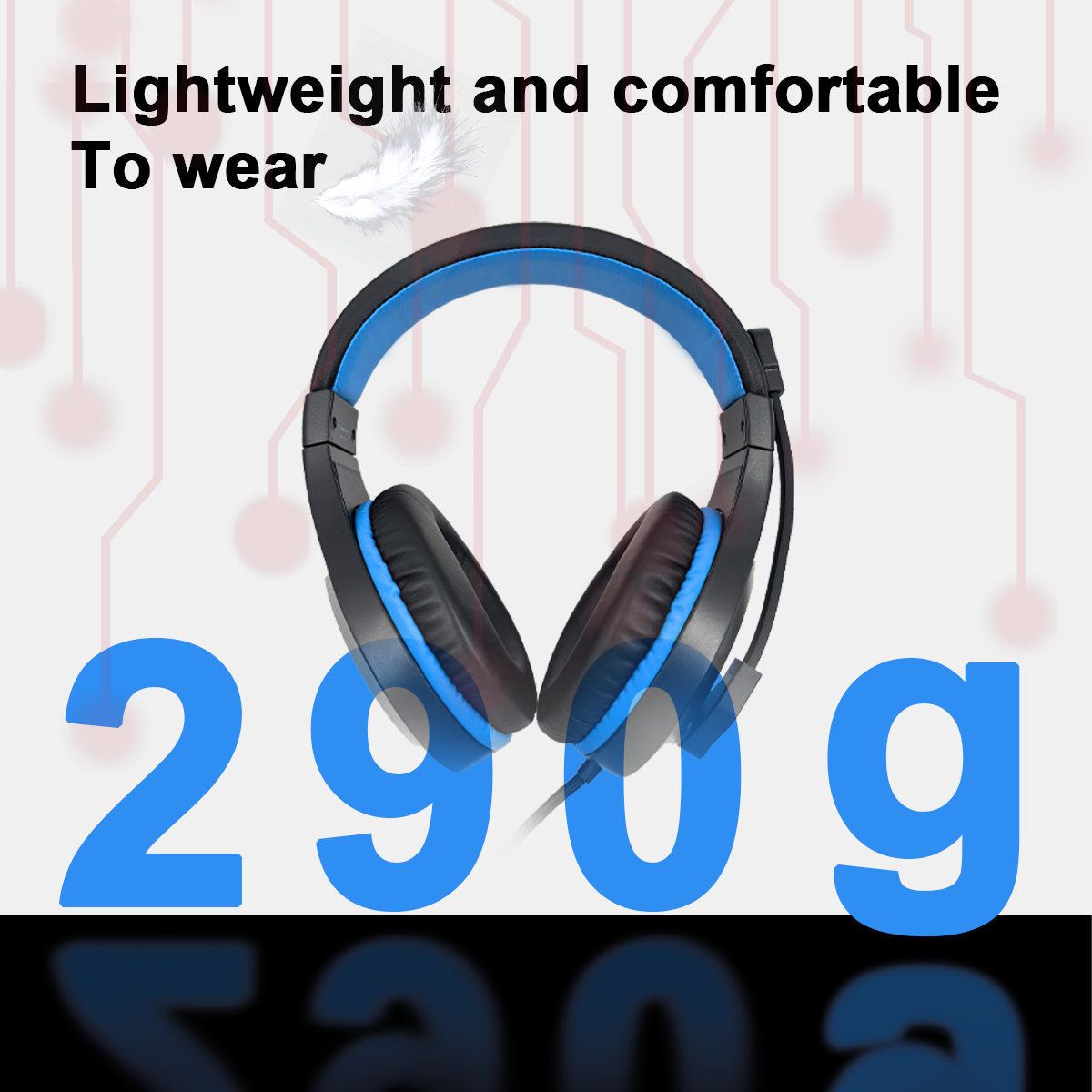 100C Gamer Wired Headset for PS4/PS5/Xbox/PC with Clear Microphone, Computer Gaming Headphone with Bass Surround Sound and Blue Light, Blue