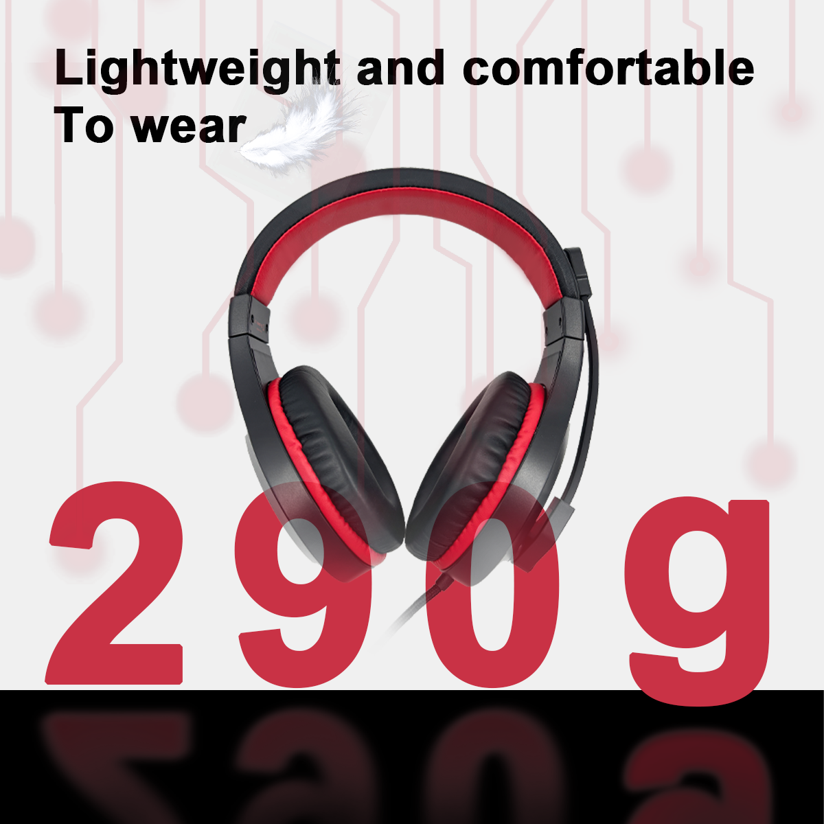 100C Wired PS4/PS5/Xbox/PC Headset Gaming Headset, Gamer Headset with Noise Cancelling Microphone & Comfortable Earmuffs for Computer, Red Light, 50mm Driver, Red